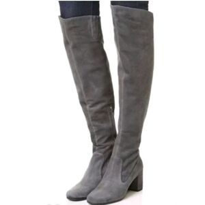 Steve Madden Jacoby Over the Knee Vegan Suede Boots Gray Size 7.5 Pointed Toe